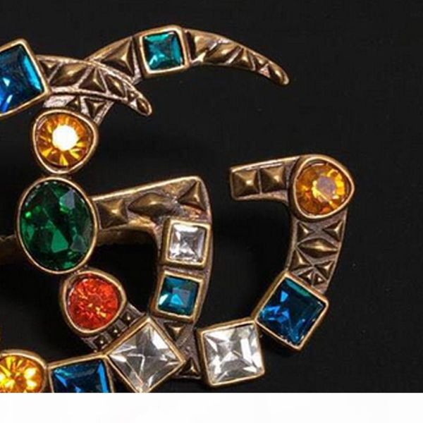 

retro letter crystal brooch vintage multicolor crystal letter brooch suit lapel pin fashion jewelry accessory for gift, Gray