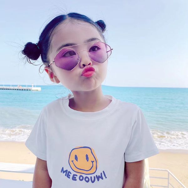 

new fashion children's sunglasses metal double beam diamond frame sunglasses dxb032 concave shape street glasses, White;black