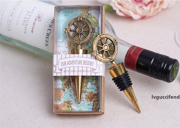 

new golden compass wine ser wedding favors and gifts wine bottle opener bar tools souvenirs for party gift 10pcs ship
