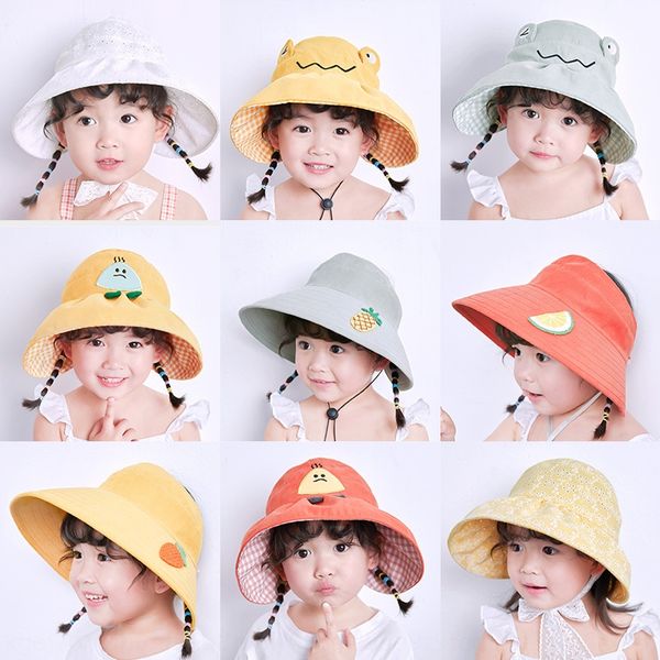 

av58n children's children's new summer style summer protection thin girl's sun empty baby's sun hat princess's big, Yellow