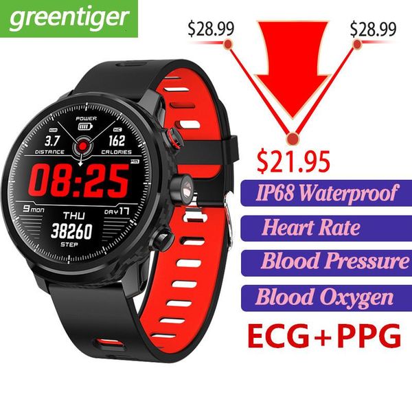 

l8 smart watch men ip68 waterproof reloj hombre mode smartwatch with ecg ppg blood pressure heart rate sports fitness watches sh190929, Silver