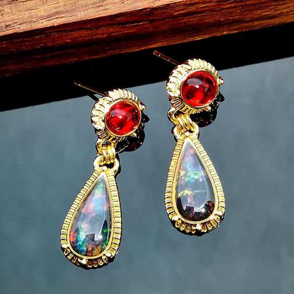 

classic retro red color luxury mirror drop-shaped dangle earrings fashion women wedding drop earing jewelry for female gift, Silver