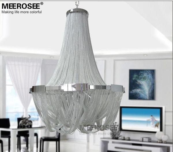 

modern silver french aluminum chain chandelier light fixture empire vintage hanging lustre chain pendant lamp drop light for l