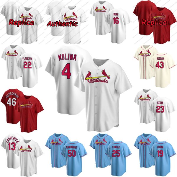 

st. louis jerseys jack flaherty 2020 paul goldschmidt marcell ozuna kolten wong dexter fowler yadier molina dejong hudson carpenter, Blue;black