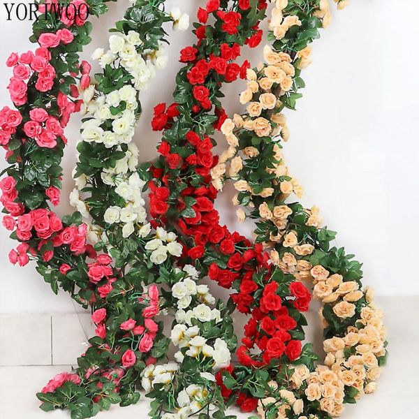 

decorative flowers & wreaths yoriwoo 2.3m roses artificial for decoration home string fake vine romantic wedding favors wall hanging garland