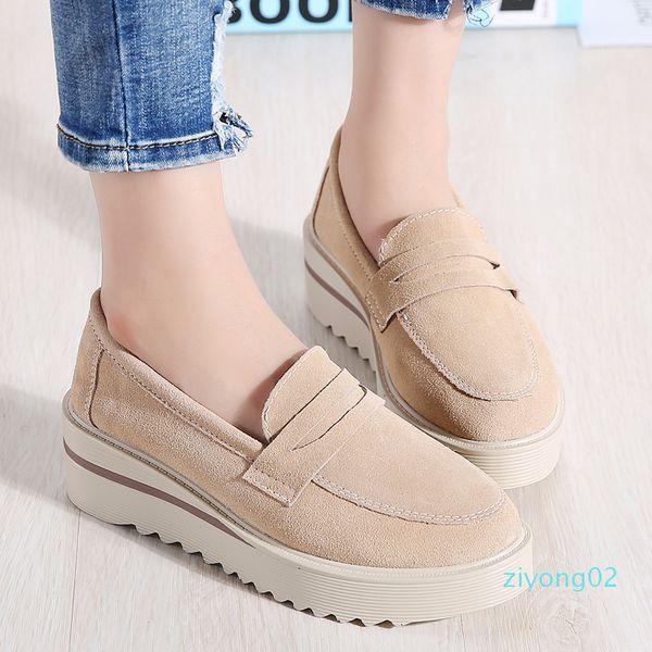 

2020 spring women flats shoes leather platform sneakers casual shoes women slip on flats loafers ladies z02, Black