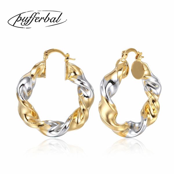 

minimalist circle earring for women fashion simple gold and silver spiral round earrings 35mm zk40, Golden