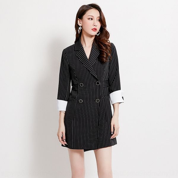 

rkghp 2020 season new boutique women's slim jacket jacketfit professional suit double-breasted striped mid-length small suit jacket for, White;black
