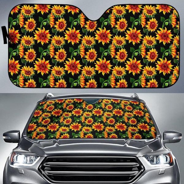 

instantarts windshield sunshade beige watercolor black autumu sunflower print dispel sunlight uv heat keep you car cool comfort