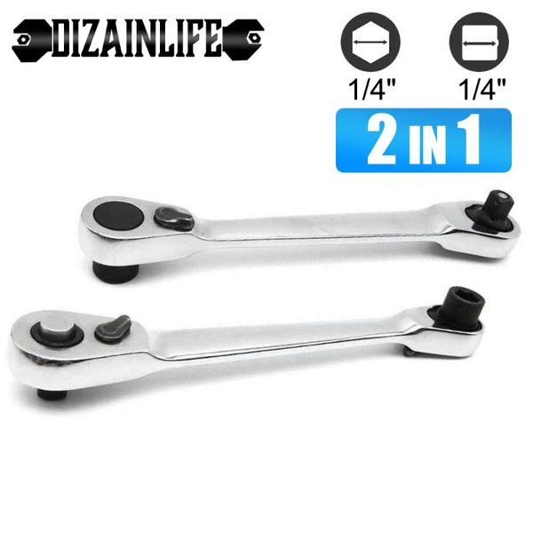 

1/4"mini ratchet wrench batch head handle small torque ratchet socket wrench spanner double-ended hand repair tools