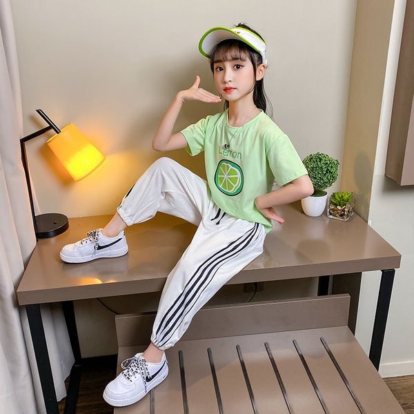 

girls suit net red summer 2020 new girl fashionable short-sleeved sports children's clothes children's clothes