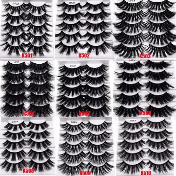 

5pairs multilayers 5d mink hair false eyelashes natural long wispies flfuffy eyelashes extension full volume thick eye makeup