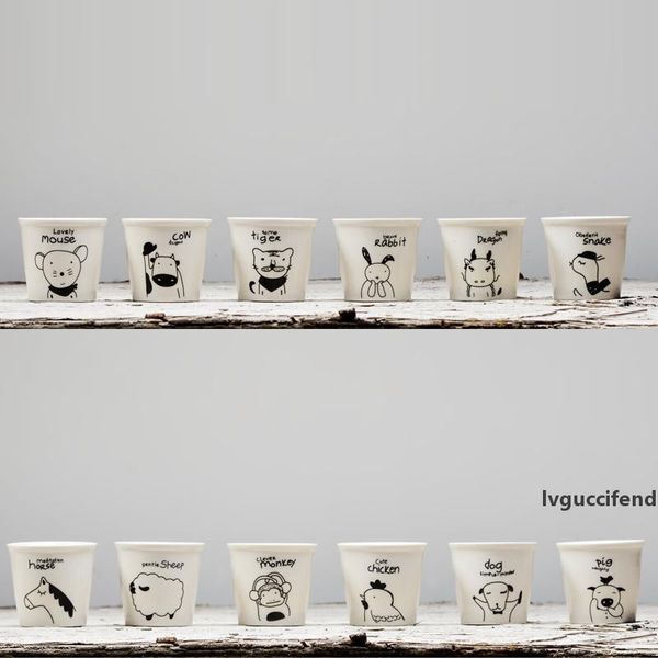 

simple life 12 piece/lot small capacity mug chinese zodiac creative cartoon cup children s birthday gift t200506