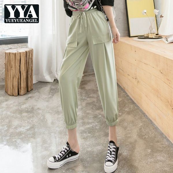 

casual harem pants women summer new elastic waist hip hop ankle length pants comfortable street loose black sweatpants s-2xl, Black;white