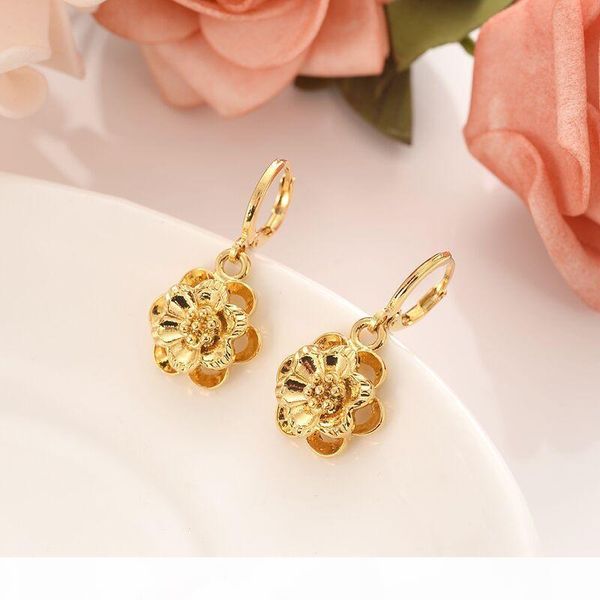 

r women jewelry set cute 18 k solid gold gf rose pendant flower necklaces earrings europe wedding girl gift affection, Silver