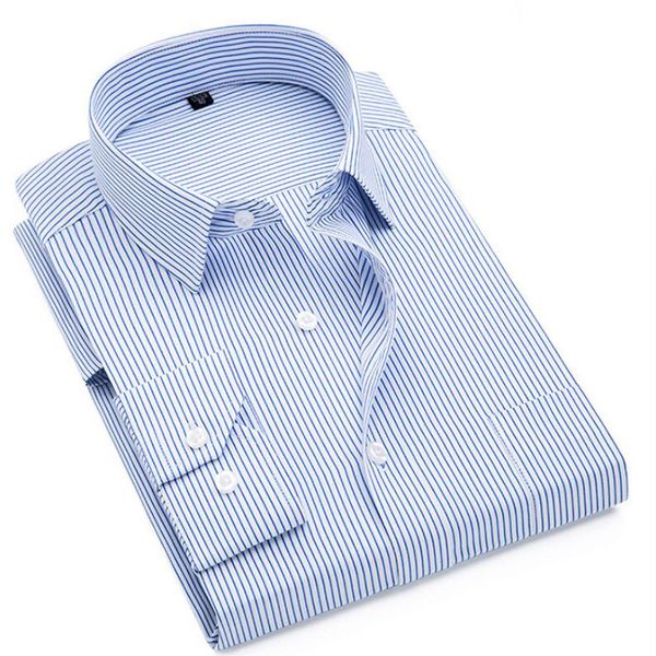 

men's dress shirts spring men striped shirt work business long sleeve classic male social purple blue, White;black