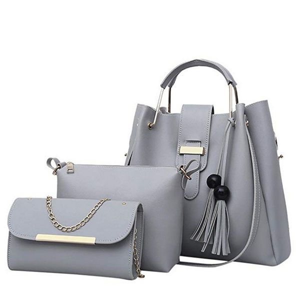 

3шт наборы high capacity женский кисточкой сумки кошелек дамы pu кожаный бумажник crossbody сцепления сумка bolsa feminina