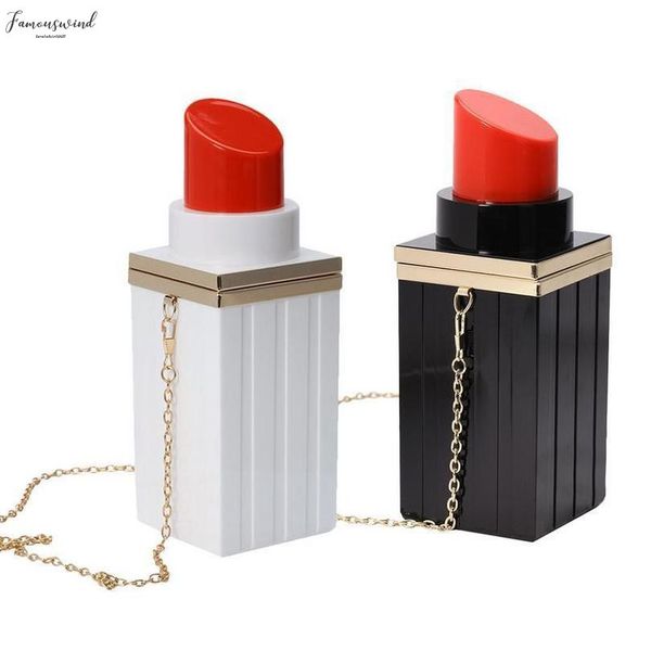 

women acrylic black white shoulder bag lipstick shape evening clutches bags purses clutch vintage evening elegant handbag