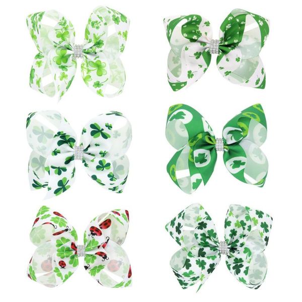 

6pcs/set grosgrain ribbon bowknot hairpins children simple green hair clip baby girls bezel korean wholesale hair accessories, Slivery;white