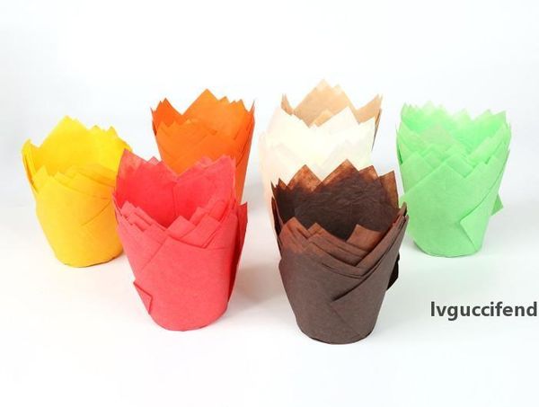 

the latest spot heat-resistant muffin cake baking paper cup flame cup solid color oil-proof paper tulip paper cup