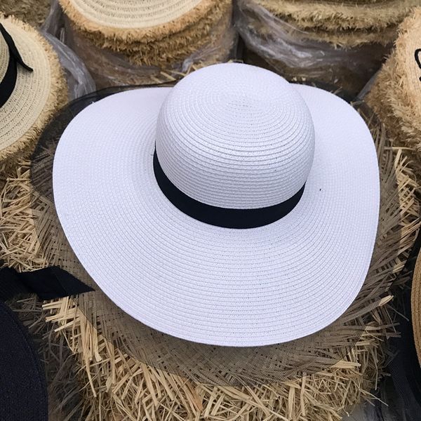 

new style mesh fashion large straw edge sun women's sunscreen beach hat fashion mesh edge straw hat, Blue;gray