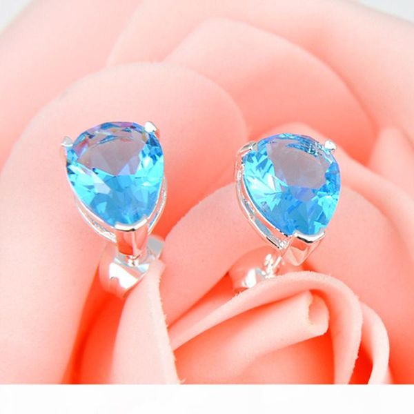 

12 пар 1 лот new женщины jewelry синий water drop topaz gems stud дизайнеры 925 silver циркон charm stud дизайнеров, Golden;silver