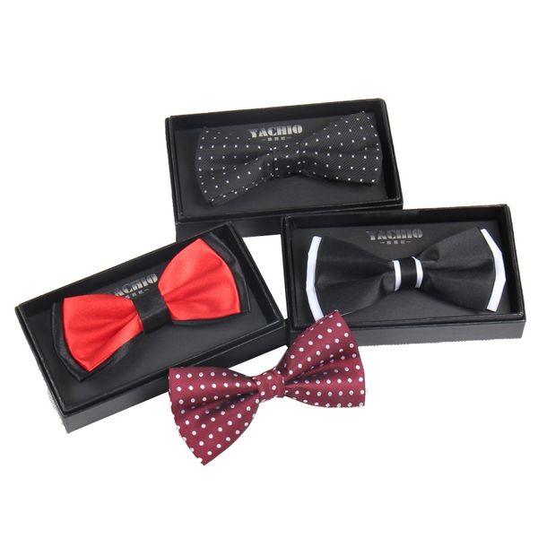 

fashion bow tie for men business wedding party neckties solid color bowtie for boy dot butterfly, Black;gray
