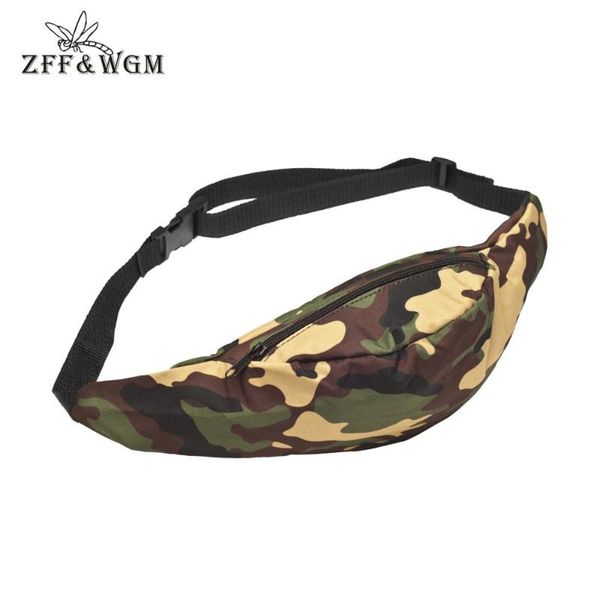

zff&wgm 3d print waist bag leather minimalist fanny pack for men camouflage brown zipper waist bag women 2020