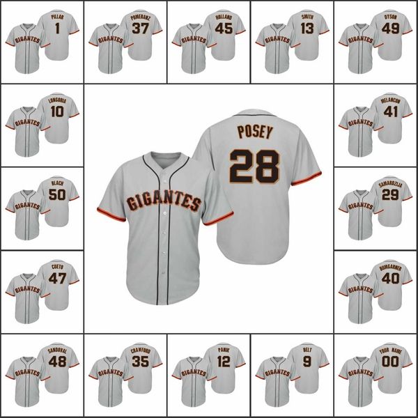 

san francisco giants men #28 buster posey 1 kevin pillar 9 brandon belt women youth hispanic heritage cool base custom jersey, Black