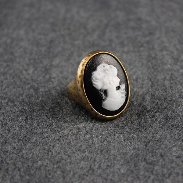 

men d-cameo ring copper yellow big rings women designer luxury party face ring, Silver