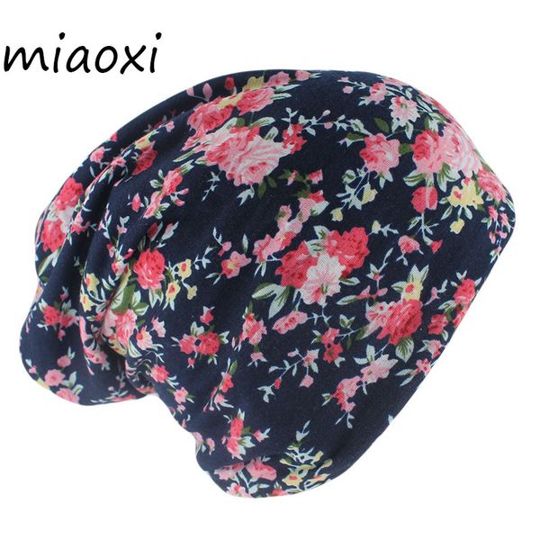 

miaoxi new fashion women dual-use hat floral casual beanies skullies beauty cotton girls caps for female autumn bonnet, Blue;gray