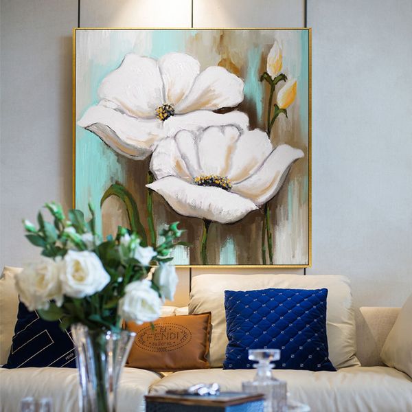 

hand-painted oil painting northern european style decorative painting restaurant restaurant hanging painting abstract flower light luxu