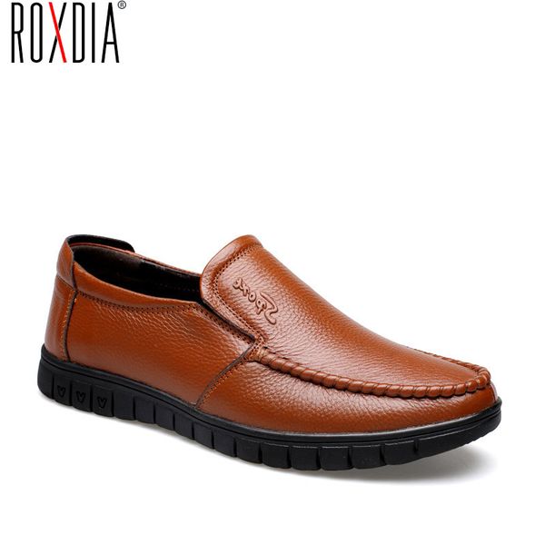 

roxdia men's leather shoes overshoot leather casual men's shoes with hollow soft soles rxm612, Black