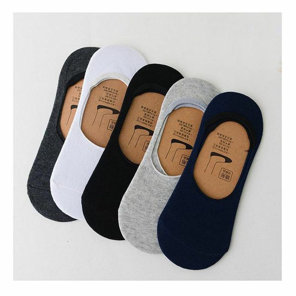 

men's socks 5 pairs men cotton summer breathable invisible boat nonslip loafer ankle low cut short sock male sox for shoes 2021, Black