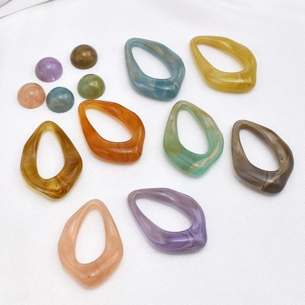 

seew3 colorful water drop-shaped semicircular dizzy dyed hollow resin pendant diy material handmade pendant earrings diy earrings accessorie, Silver