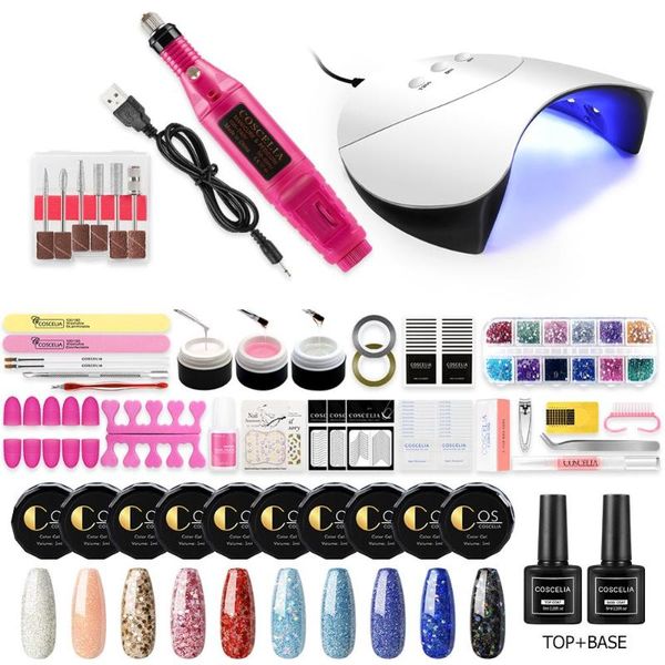 

36w uv led lamp electric nail drill machine nail set color gel varnish polish manicure set with kit tools