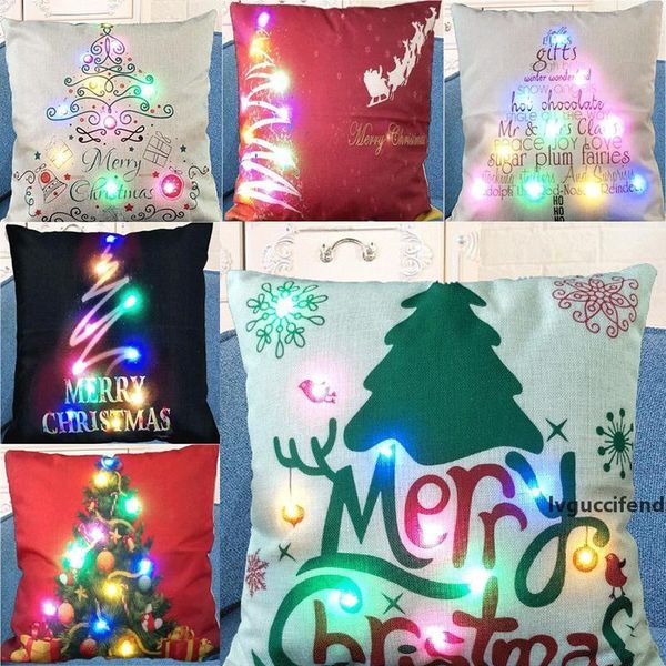 

led light luminous pillow case linen pillow covers cushion cover christmas pillowcase home sofa car decoration wx9-1505