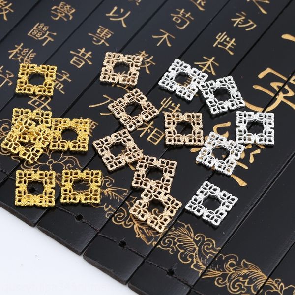 

diy antique hairpin swing basket tassel hair accessories handmade materials alloy diy pendant square hollow connection pendant, Silver
