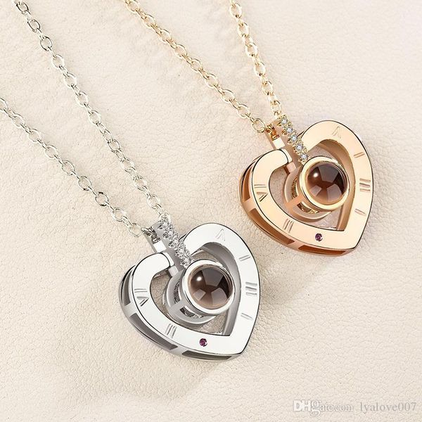 

2019 fashion rose gold&silver plated 100 languages i love you pendant necklace for women men romantic love memory wedding necklace jewelry