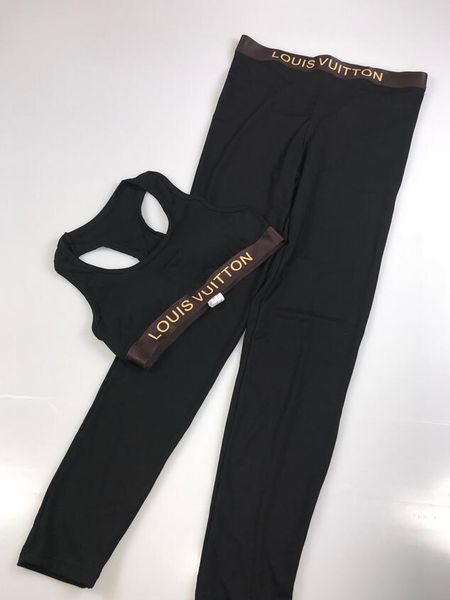 

2pcs louis vuitton спортивный костюм женщины с длинным рукавом йога установить лоскутная центр одежда тренировки фитнес crop top высокой тал, Gray
