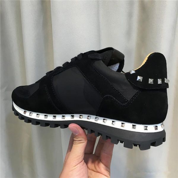 

luxury designer rock stud sneaker shoe womens,mens casual shoes rock runner trainer party wedding shoes 36-46 cs02, Black