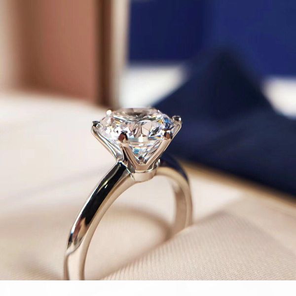 

y have stamp six claw 1 -3 karat cz diamond 925 sterling silver rings anelli for women marry wedding engagement rings sets lovers gift, Golden;silver