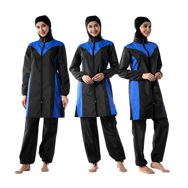 

emf8d women's stitching loose beach with hat three-piece set s012 women's stitching loose beach with swimsuit swimsuit swimsuithat, Black;red