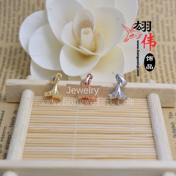 

new pearl beads bead bead copper micro-inlaid tower pendant buckle diy necklace pendant buckle color protection electroplating, Silver