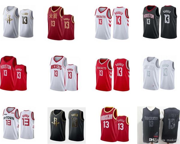 

2020houstonrockets#james#13#harden#men's basketball jerseys for key players;the swing man sewed and embroidered basketball jerseys, Black;red