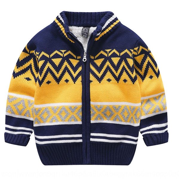 

new children's knitted velvet sweater knitted sweater korean casual coat small and medium children's velvet coat, Blue