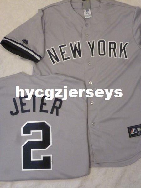 

baseball ny #2 derek jeter sewn shirt jersey gray mens stitched jerseys big and tall size xs-6xl for sale