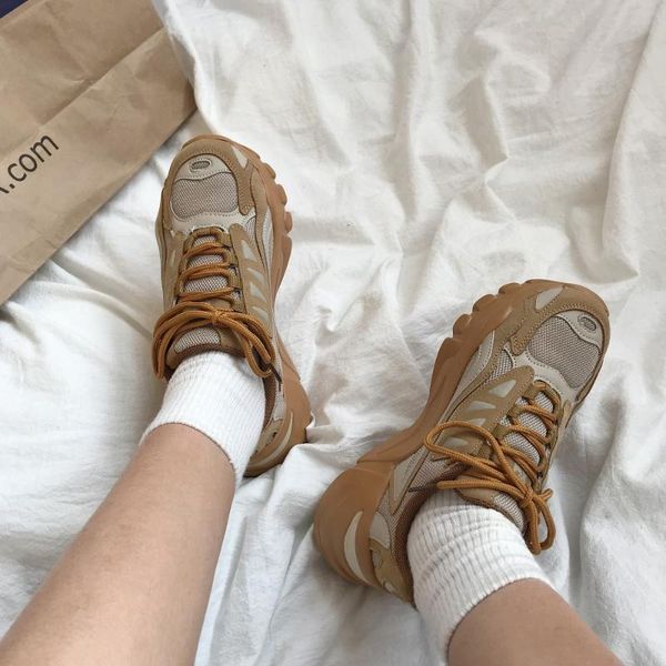 

2020 spring harajuku style wild street shooting korean version of running hiking shoes women's old shoes, Black