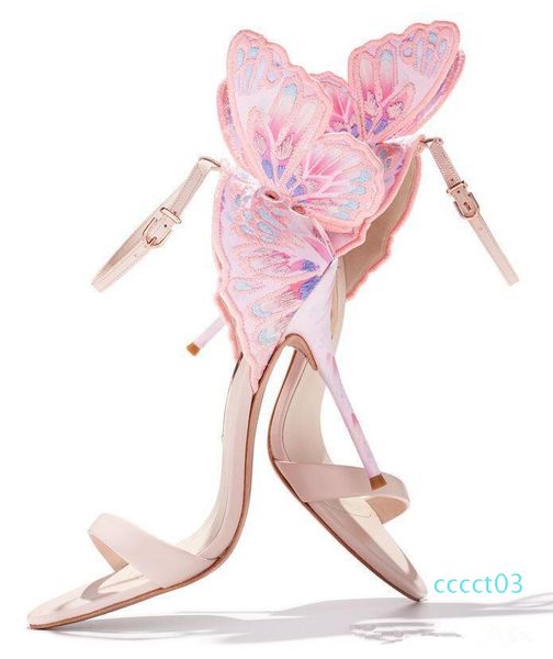 

sophia webster female butterfly winged women party high heels sandals thin heeled wedding pumps shoes gladiator females sandalias ct03, Black