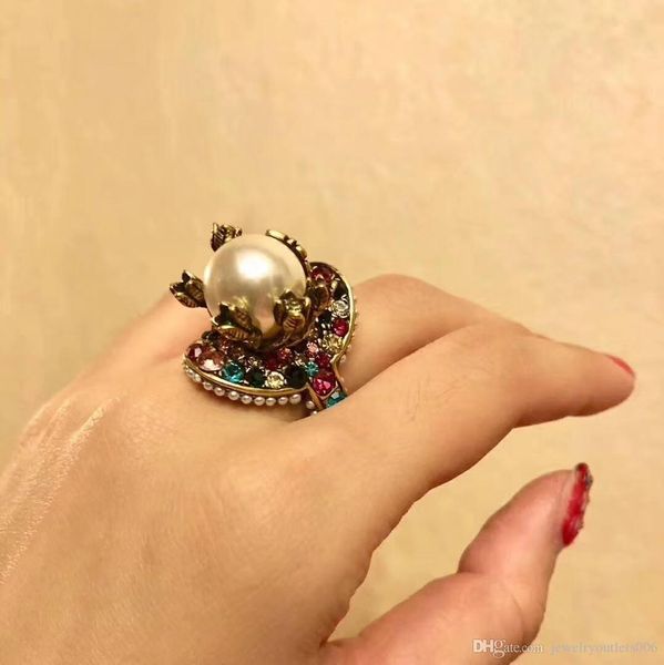 

luxurious quality ring with nature colorful pearl decorate charm ring jewelry valentines day jewelry ps6422, Silver